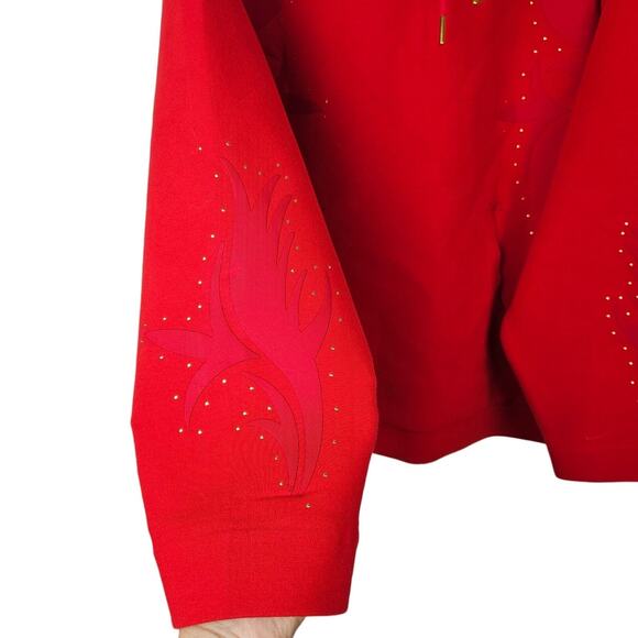 Nike Womens Dri Fit Funnel Neck Sweater Size L Red Pullover Floral Stud Boutique - Picture 4 of 12